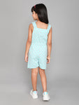 Printed strappy short jumpsuit for girls