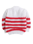 Fuchsia color stripe design sweater with matching cap and socks for baby