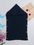 Navy Color Swaddle Sweater with Wooden Button for Baby