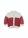 Red Color Front Open Sweater with matching cap and socks for infants