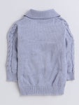 Little Angels Cozy Cable Knit Collared Pullover Set - Grey Sweater with Pant