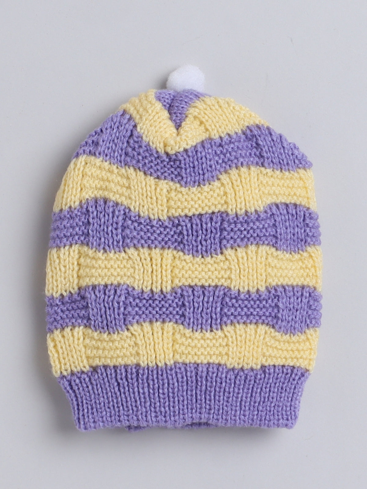 Knitted Stripe Pattern round cap for babies