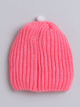 Knitted Pink color round cap for baby