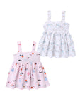 Pack of 2 Printed Cotton Muslin Frocks | Assorted Colors | 3-6 Months, 6-12 Months, 1-2 Years