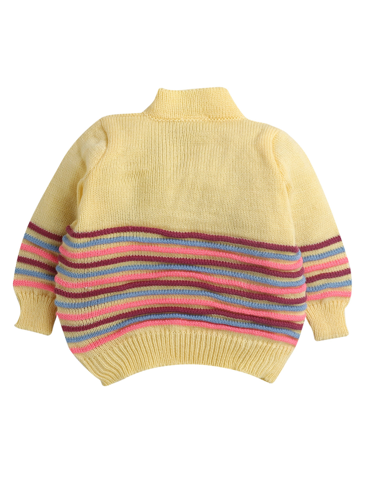 Front Open Yellow Color Full Sleeve V-neck Sweater with matching Caps and Socks