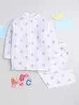 Little Angels Printed Unisex Cotton Night Suit - White
