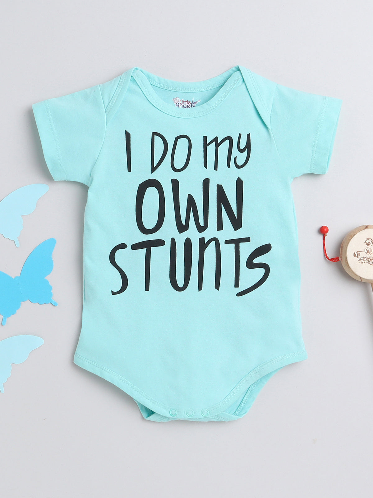 Comfortable Cotton Unisex Baby Onesies - Soft and Adorable - Aqua & Black with Quote