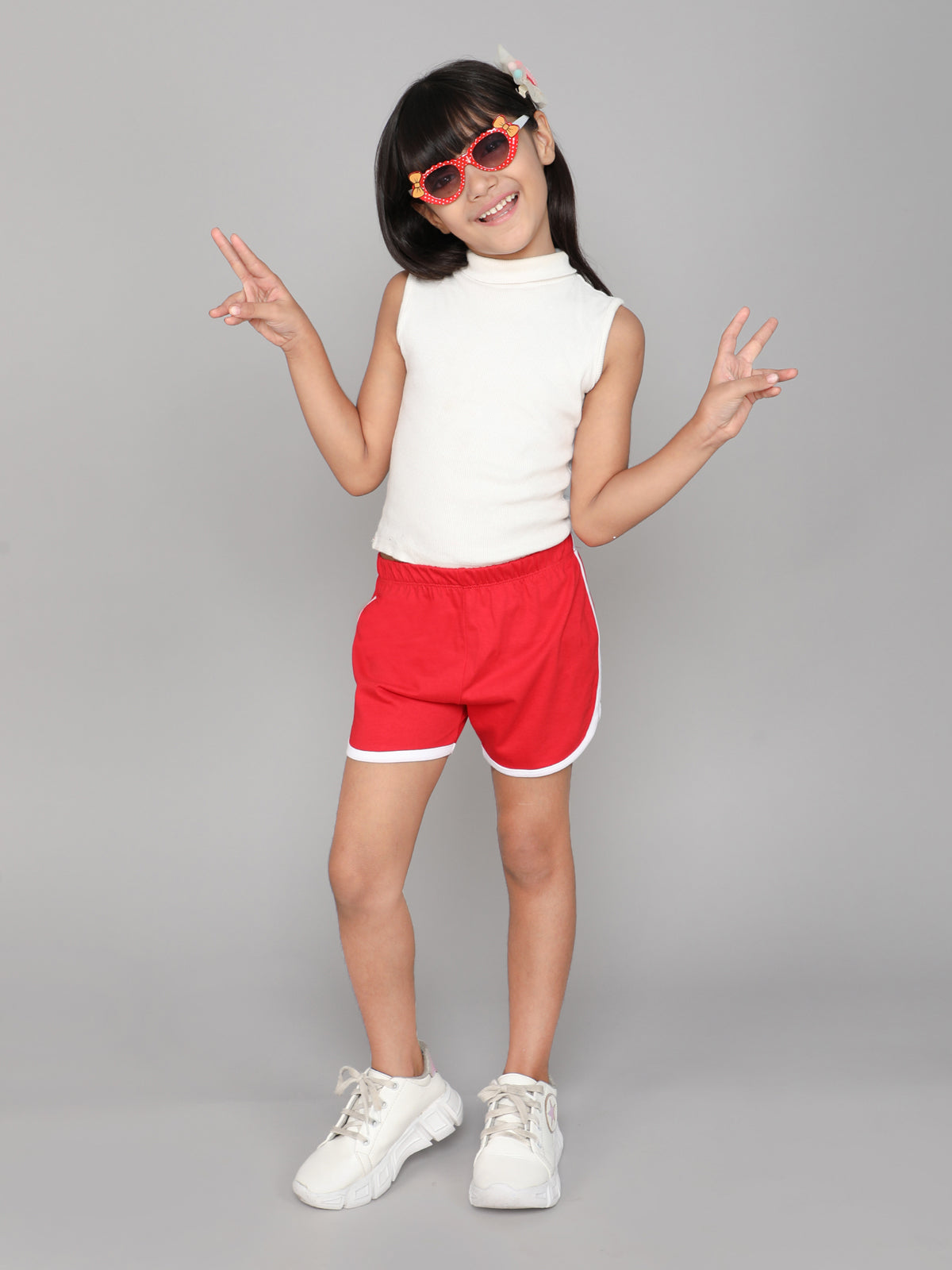 Cotton Red  Shorts for Girls