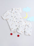 Printed Muslin Cotton Top with Matching Shorts Combo - Cream (0-3M to 2-3Y) | Round Neck