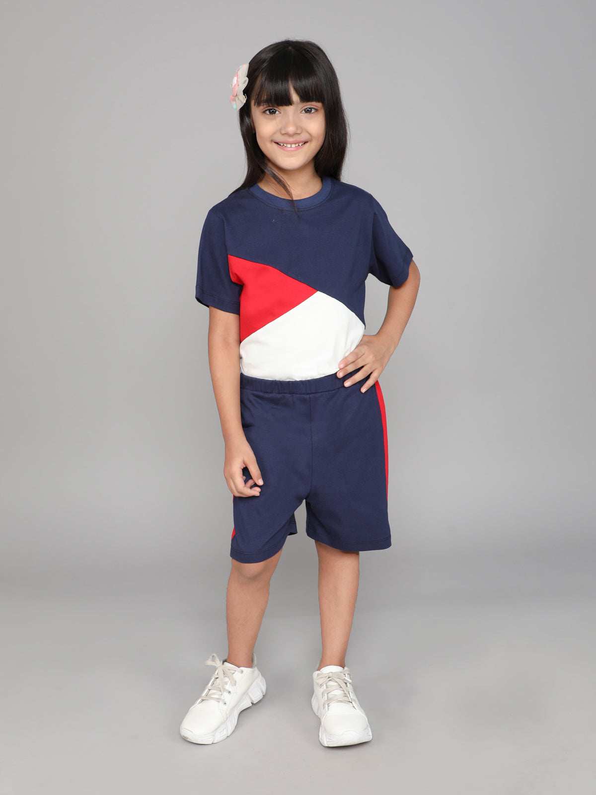 Colour Blocked Half sleeves Co-ord Sets for Girls