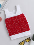 Sleeveless Sweater with Heart Self Design For Baby Boy and Baby Girl