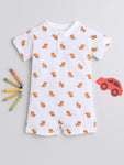 Little Angels Tiger Printed White Unisex Pure Cotton Romper upto 2 years