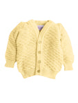 Full Sleeves Self Design Front Open Yellow Color Sweater with Cap and Pair of Socks