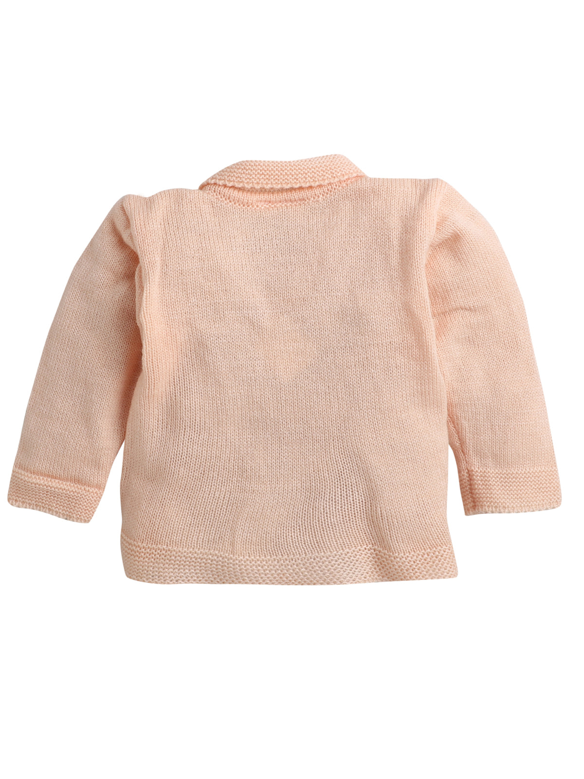 Front Open Full Sleeve Peach Color Sweater with matching Caps and Socks