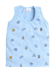 Printed Hoisery Vest with Solid Color Shorts Combo | Blue | 3 to 2 Years