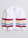 Front Open Sweater set red color stripe design for infants