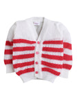 Fuchsia color stripe design sweater with matching cap and socks for baby