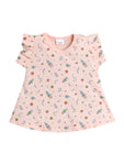 Printed Girl Frock with Matching Color Capri Combo | Peach | 3-6 Month to 2-3 Year