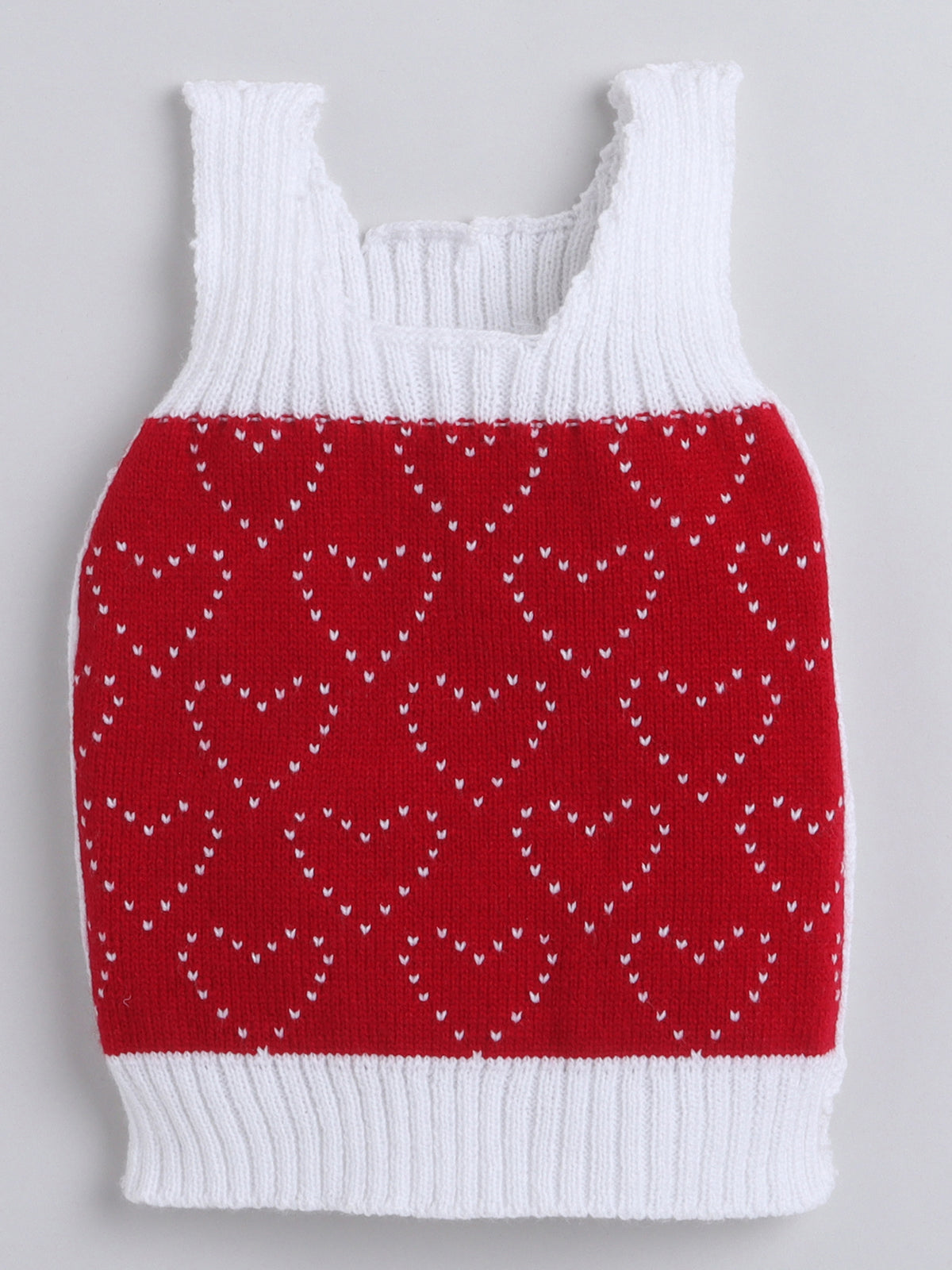 Sleeveless Sweater with Heart Self Design For Baby Boy and Baby Girl
