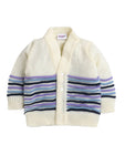 Cream Color Multi Stripe V-neck Sweater with Matching Caps and Socks for infants