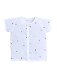 Stylish Printed Poplin Cotton Top with Shorts Combo - White
