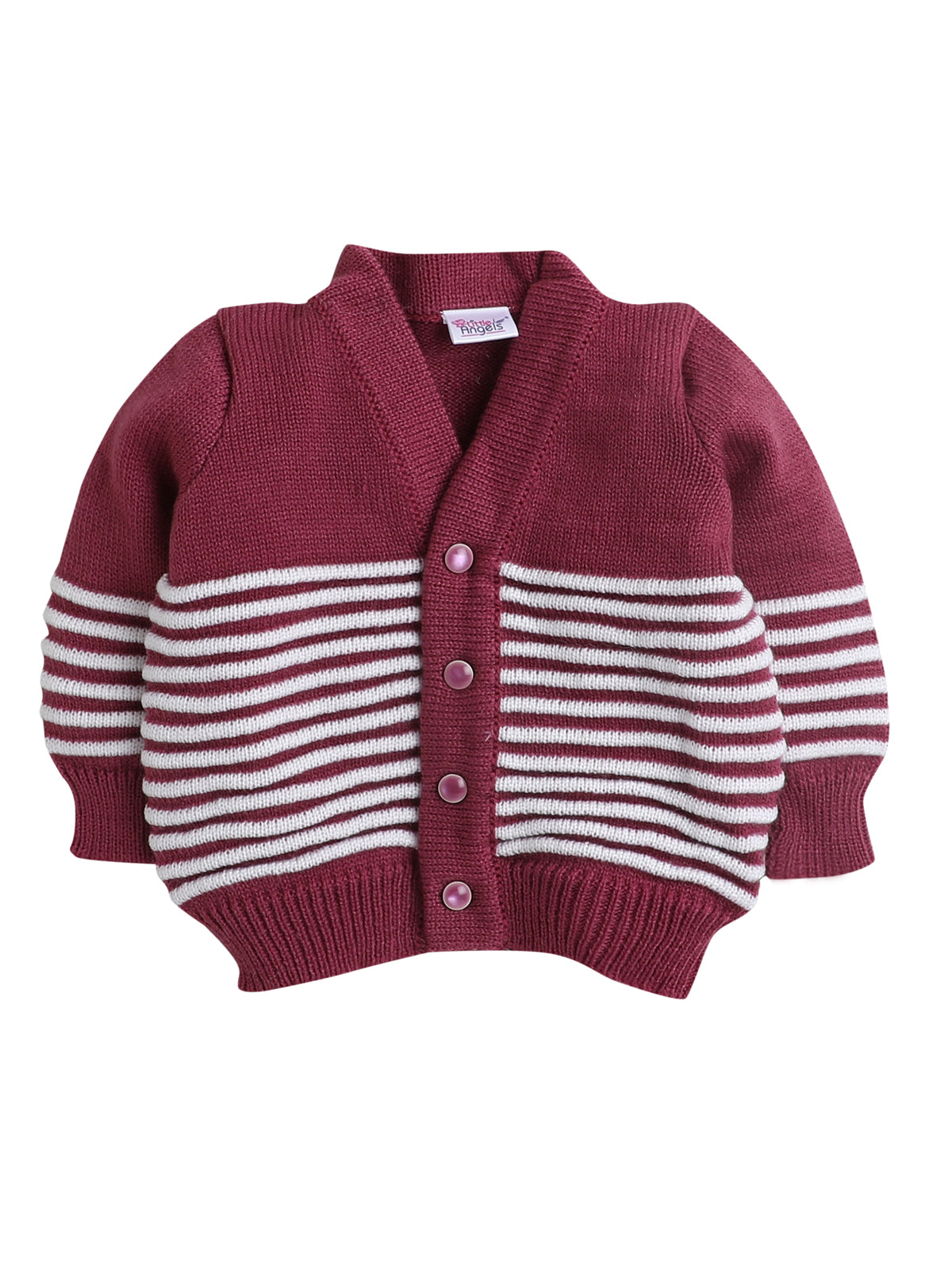 Wine and Cream Color Sweater with matching caps and socks for infants