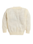 Charming Cream Baby Pullover Sweater with Jacquard Knit Engine Pattern