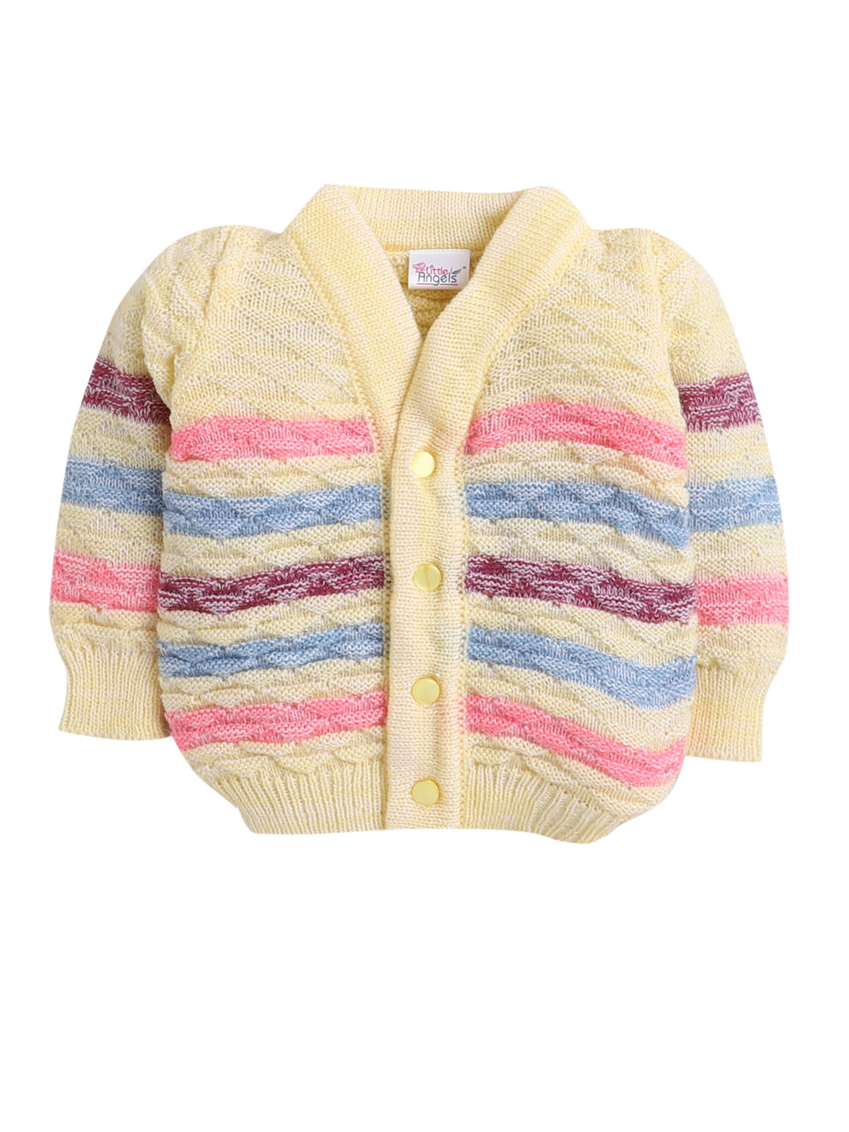 Full Sleeve Yellow Color Crayon Stripe Pattern Sweater for infants