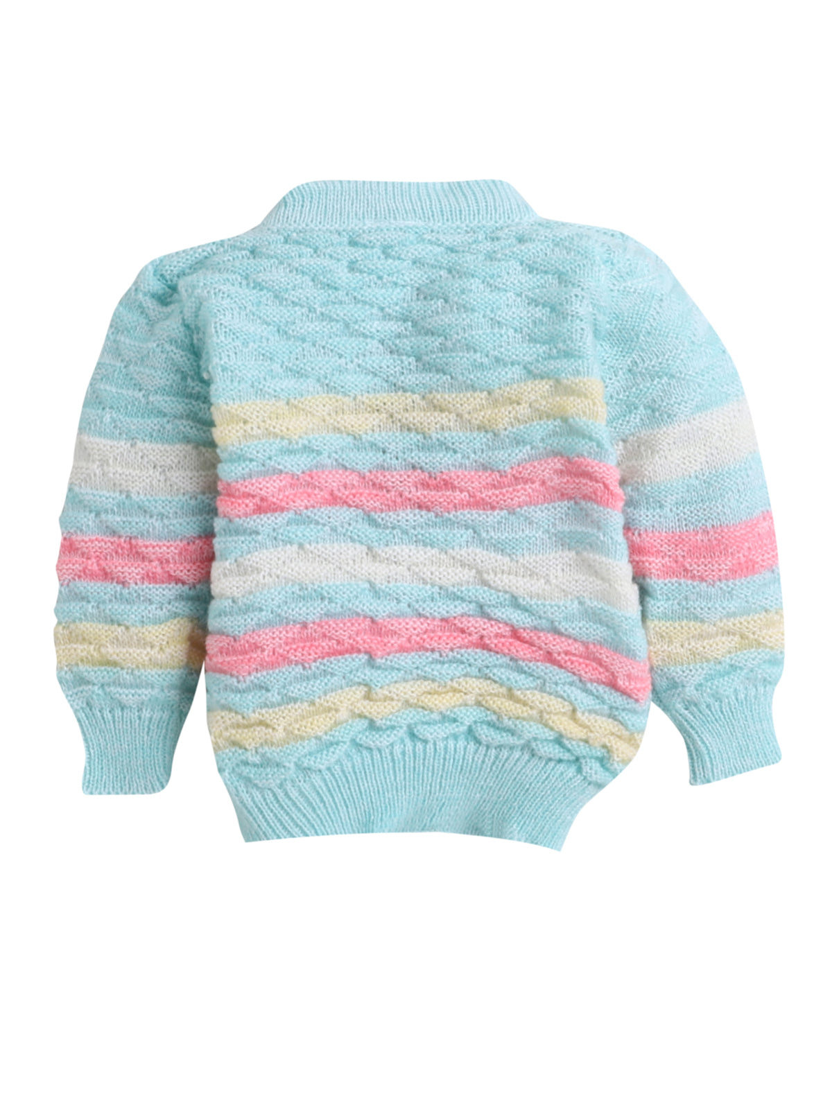 Front open Green Color Stripe Crayon Pattern Sweater with Caps and Pair of Socks