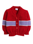 Front Open Full Red Color Sweater with Matching Caps and Socks For Baby