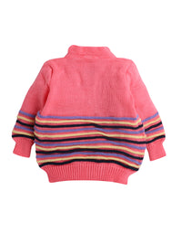 Front Open Neon Pink Color Sweater V-neck with matching caps and socks