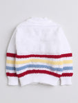 White and Red Color Sweater Set with matching caps and socks for baby