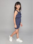 Printed strappy short jumpsuit for girls