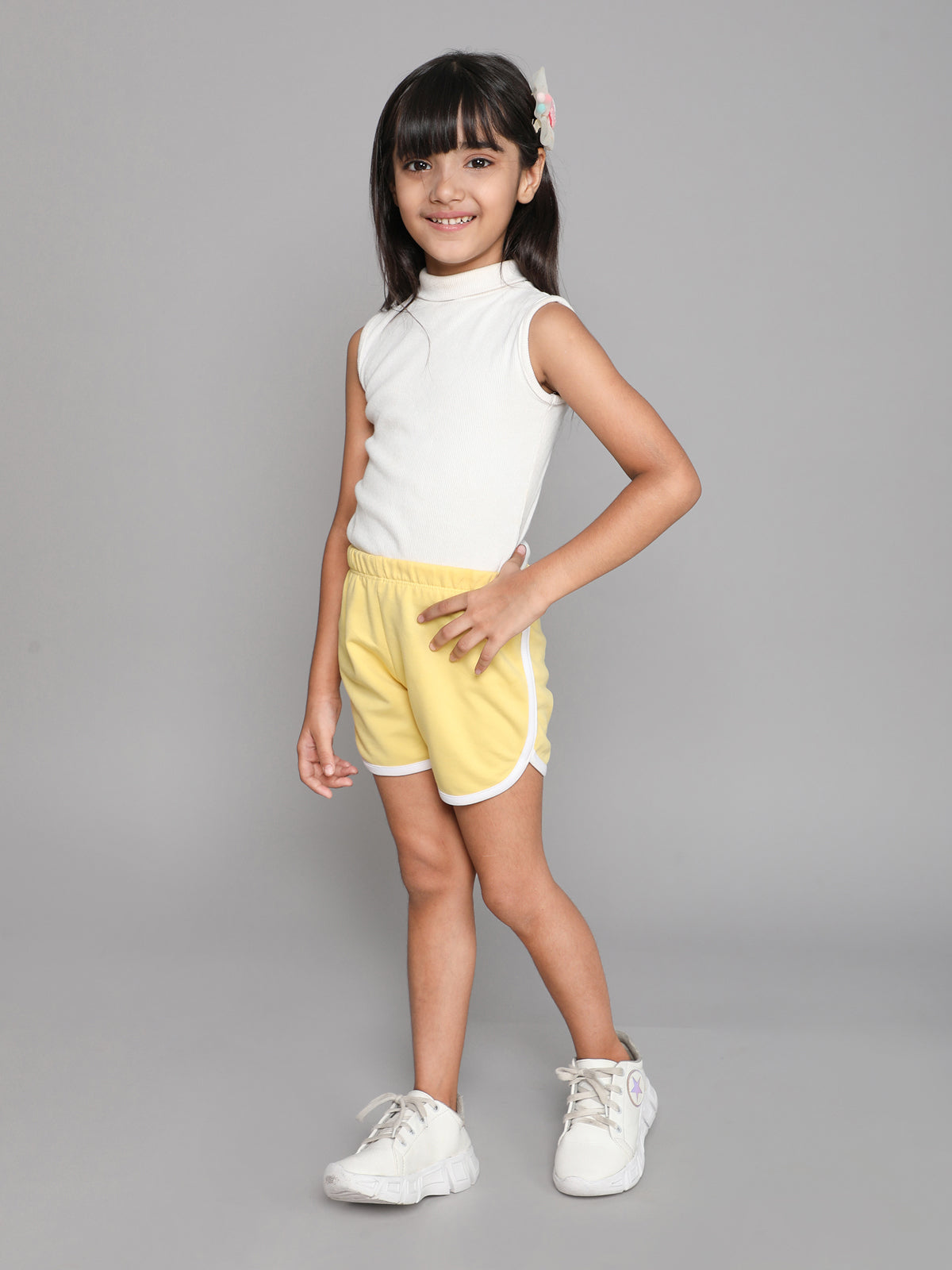 Cotton Yellow  Shorts for Girls
