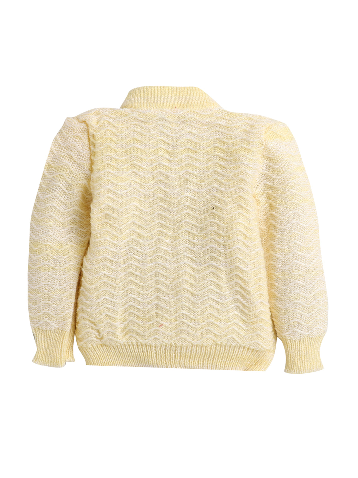 Front Open Zig-zag crayon pattern Yellow Color sweater with caps and socks