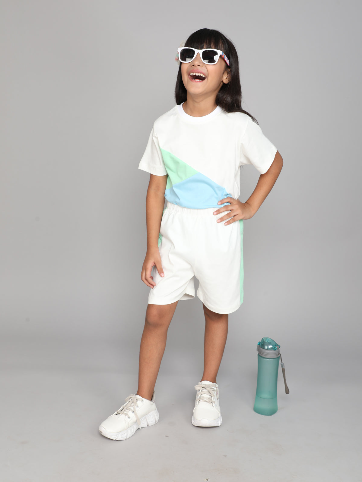 Colour Blocked Half sleeves Co-ord Sets for Girls