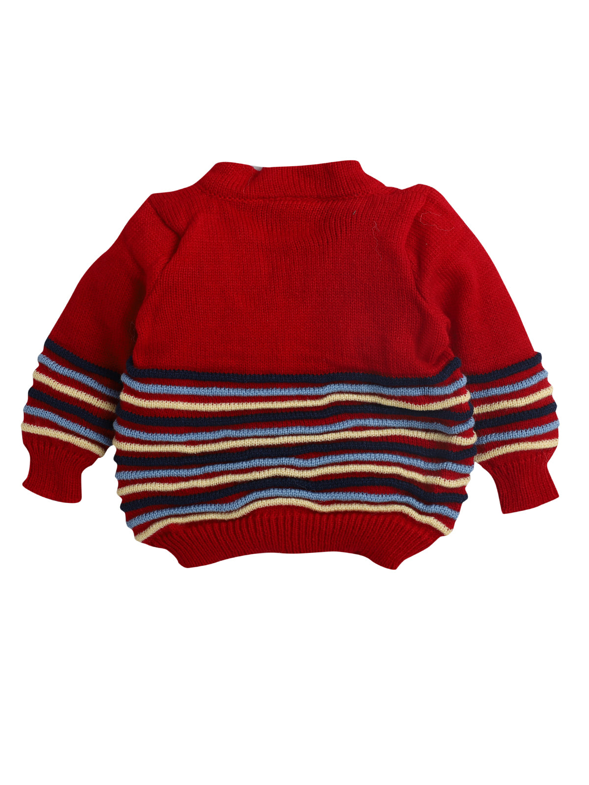 Red Color Stripe Design V-neck Sweater with matching caps and socks