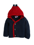 Baby Cardigan Navy and Red Color with Wooden Button