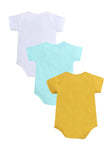 Pack of 3 Unisex Cotton Baby Onesies in Assorted Colors | 0-3, 3-6, 6-12 Months | Snap Buttons, Round Neck
