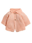 Elegant Peach Baby Girl Cardigan Sweater with Collar Neck