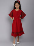 Half Sleeve Dress for kids with Maroon Color for kids