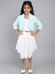 Dress With Jacket with green Color For Kids