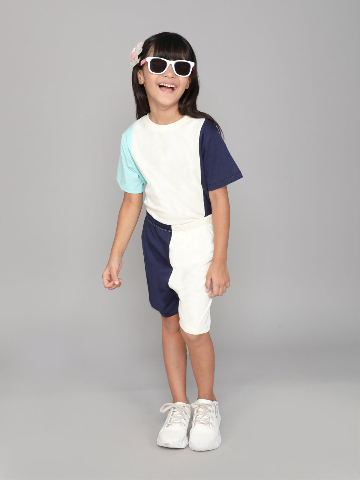 Colour Blocked Half sleeves Co-ord Sets for Girls