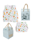 Printed cotton baby boy jhabla and nappy with gift set