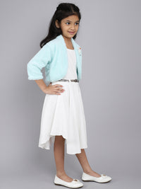 Dress With Jacket with green Color For Kids