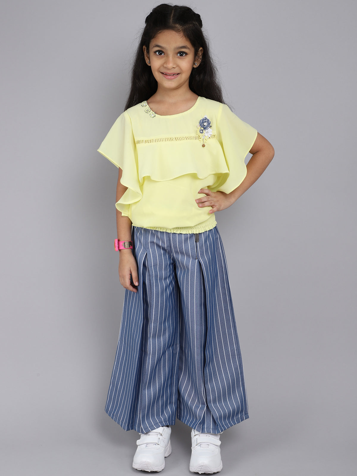 Top and Plazzo with Yellow Color for kids