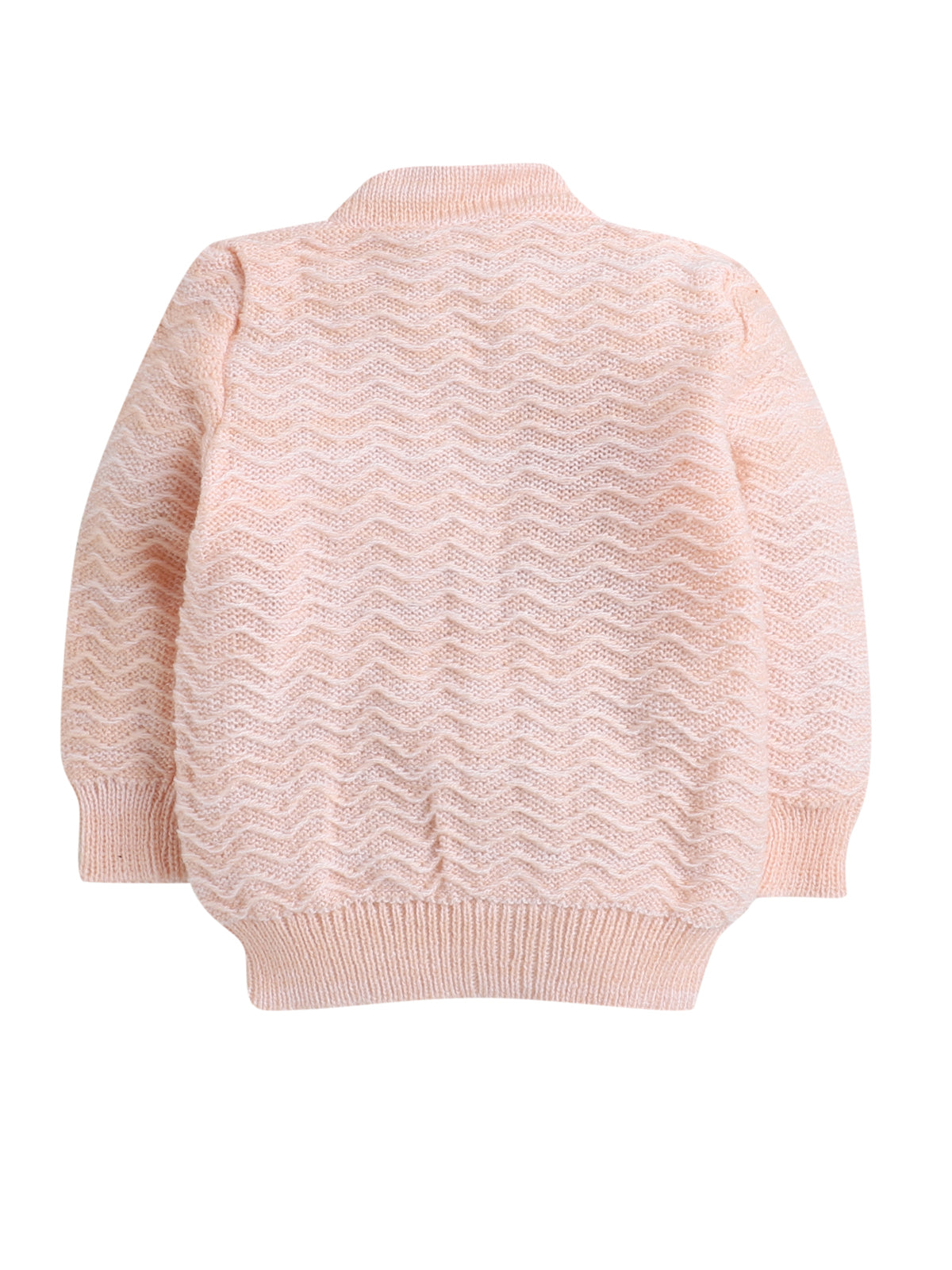 Peach Color Zig-zag crayon pattern sweater set with matching caps and socks