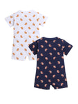 Pack of 2 Tiger Printed Unisex Cotton Baby Romper - Assorted Colors