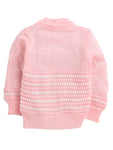 3 Pcs Sweater Full sleeves front open pink color with matching cap and socks for baby