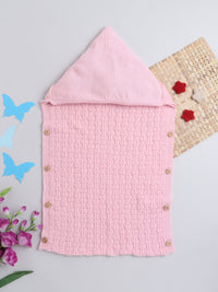 Pink Color Swaddle Sweater with Wooden Button for Baby